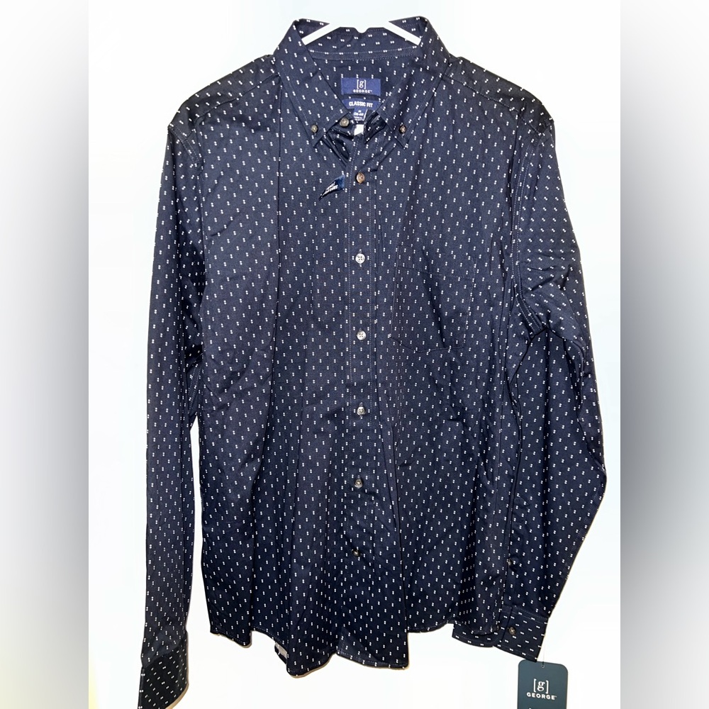 Navy Blue Patterned Men's Shirt